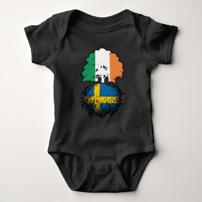 Sverige Svenska Irish Ireland Träd Roots Flagga T Shirt (Framsida)