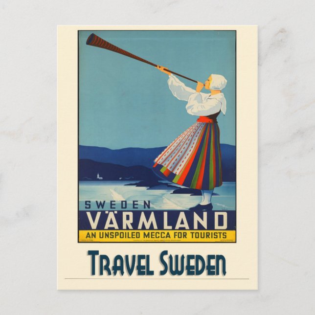Sverige svenska Vintage resor Poster Vykort (Framsida)