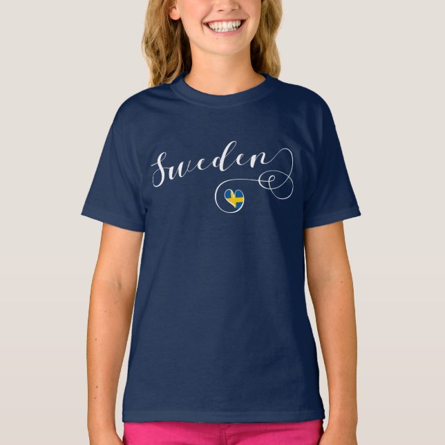 Sverige svenskflagga i en hjärta t shirt (Framsida)