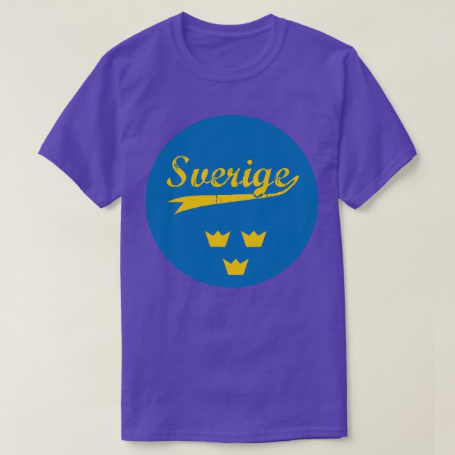 Sverige Sverige 3 krona svart bg T Shirt (Design framsida)