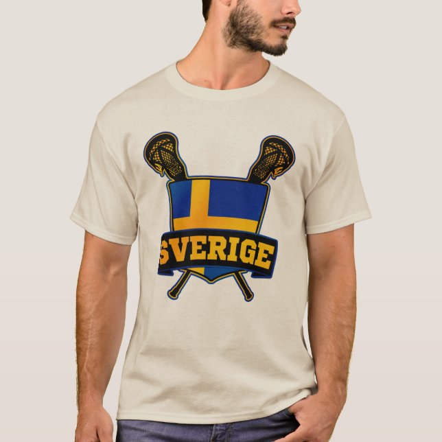 Sverige Sverige Lacrosse Tee Shirt (Framsida)