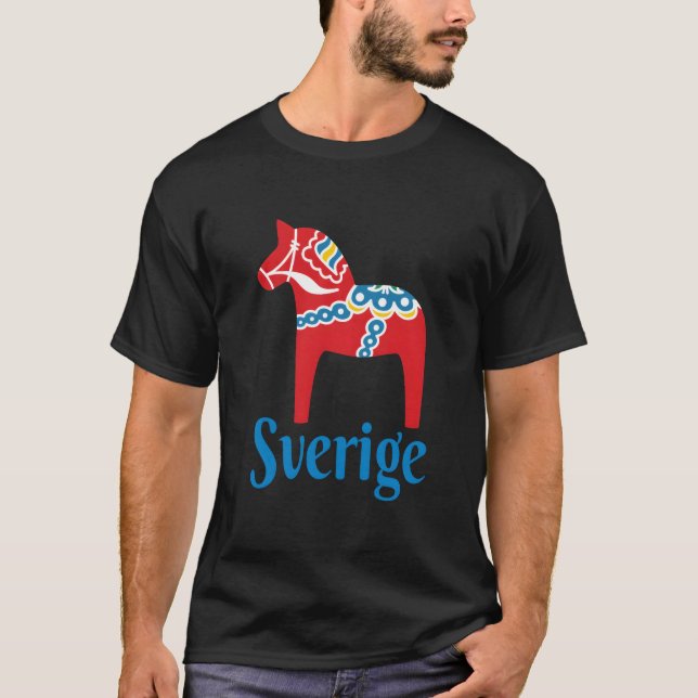 Sverige Sverige Svenska Dala Horse Dalecarlian Hor T Shirt (Framsida)