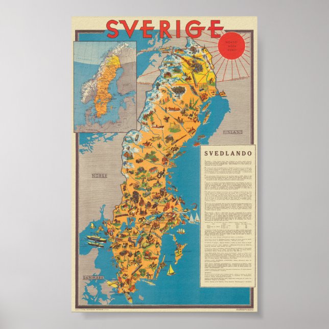 Sverige Sverige Vintage affisch 1931 (Framsidan)