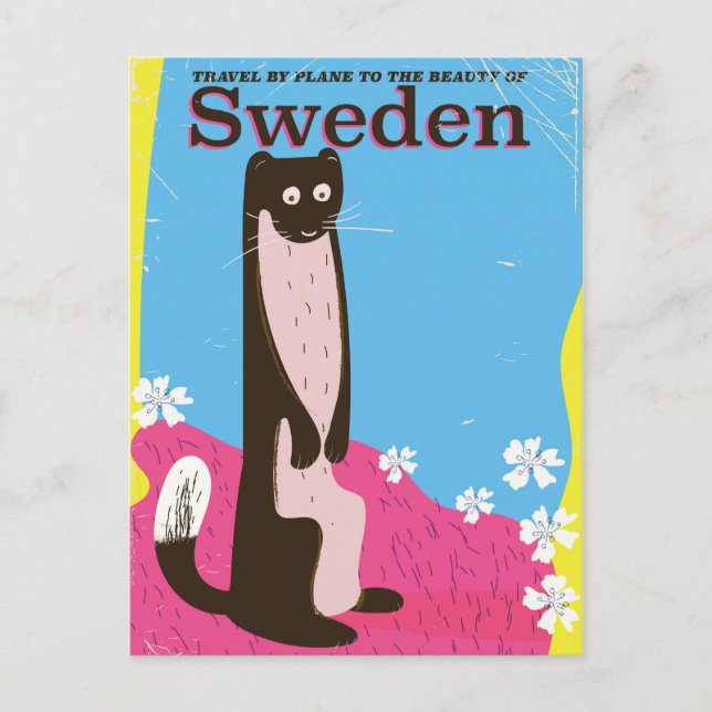 Sverige Tecknad serie vintage-resa affisch Vykort (Framsida)