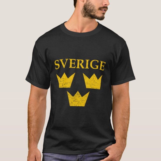 Sverige Three Krona Sverige Tre Kronor T Shirt (Framsida)