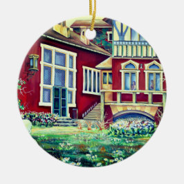 Sverige, traditionellt liggande julgransprydnad keramik