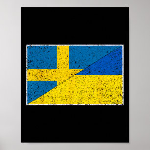 Sverige Ukraina Flagga Svensk Ukrainsk Nationalite Poster