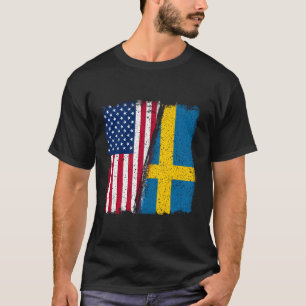 Sverige Usa Swede Usa Älskare Sverige USA flagga T Shirt