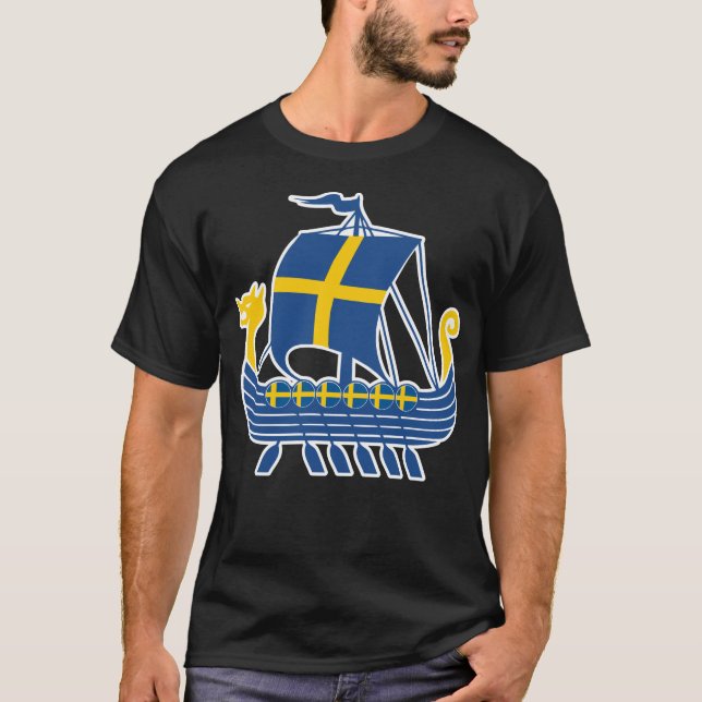 Sverige Viking Frakt Gift Valhalla svensk Viking T Shirt (Framsida)