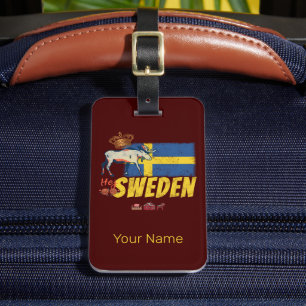 Sverige Vintage Flagga Retro Moose Helgdag Souveni Bagagebricka