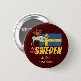 Sverige Vintage Flagga Retro Moose Helgdag Souveni Knapp
