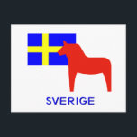 Sverige Vykort<br><div class="desc">Svenska flagga och traditionell dalahäst-symbol</div>