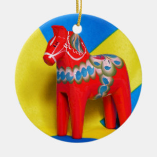 SverigeDala häst Julgransprydnad Keramik
