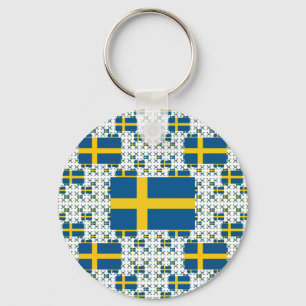 Sverigeflagga i åtskilliga lagrar nyckelring