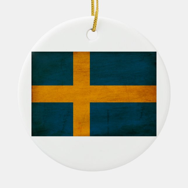Sverigeflagga Julgransprydnad Keramik (Framsidan)