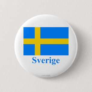 Sverigeflagga med namn i svensk knapp