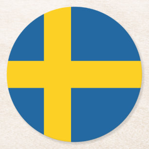 Sverigeflagga Underlägg Papper Rund