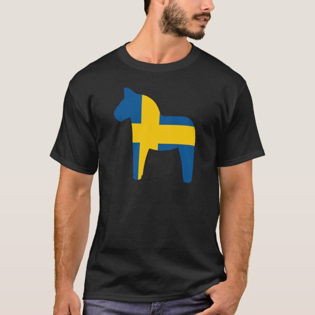 SverigeflaggaDala häst Tee Shirt (Framsida)