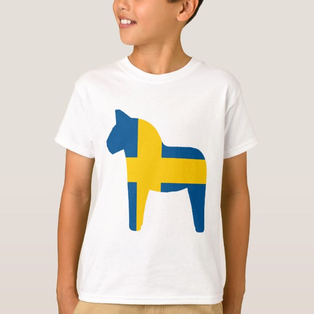 SverigeflaggaDala häst Tee Shirt (Framsida)