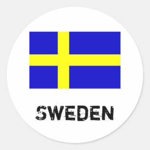 Sverigeflaggaklistermärkear Runt Klistermärke