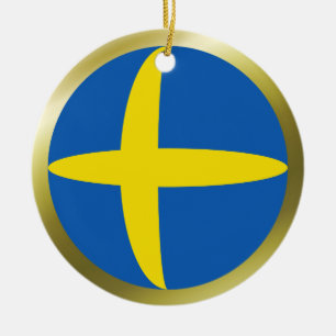 Sverigeflaggaprydnad Julgransprydnad Keramik