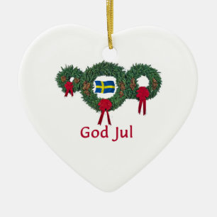 Sverigejul 2 julgransprydnad keramik