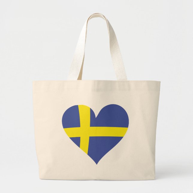 sverigekärlekhjärta - svenskflagga jumbo tygkasse (Framsidan)