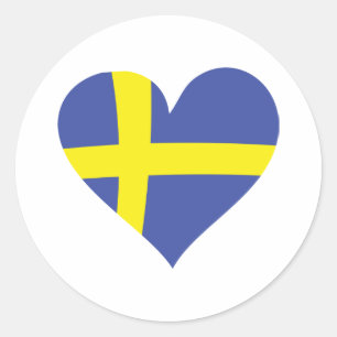 sverigekärlekhjärta - svenskflagga runt klistermärke