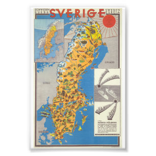 Sverigekarta Fototryck