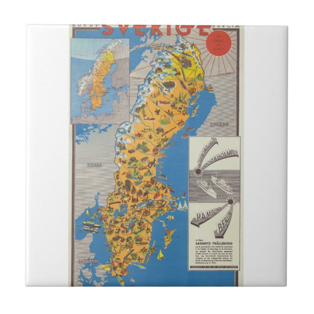 Sverigekarta Kakelplatta (Framsidan)