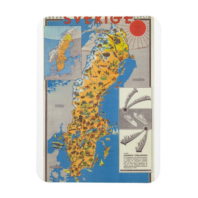 Sverigekarta Magnet (Vertikal)