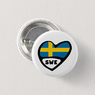 Sverigeland kodifierar flaggahjärta klämmer fast knapp