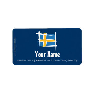 Sverigen borstar flagga adressetikett