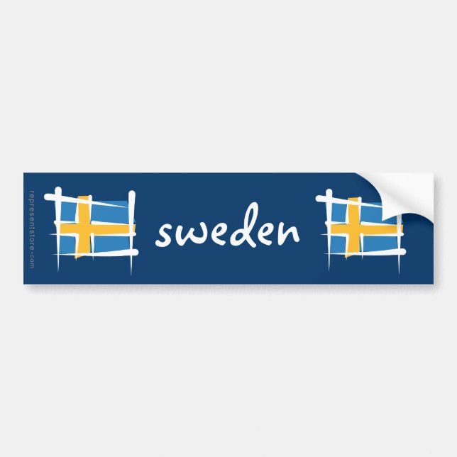 Sverigen borstar flagga bildekal (Framsidan)