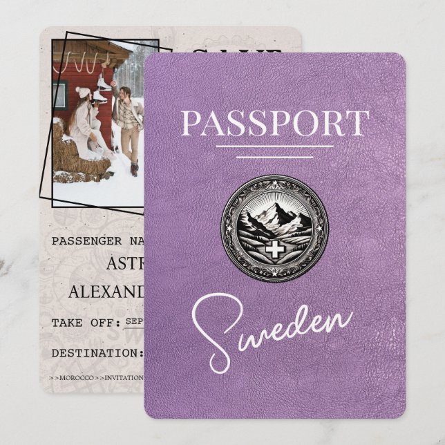 Sverigen Lavender Lila Passport Spara datum Datumet (Fram/baksida)