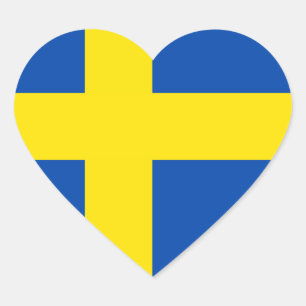 Sverigens Flagga Hjärtformat Klistermärke