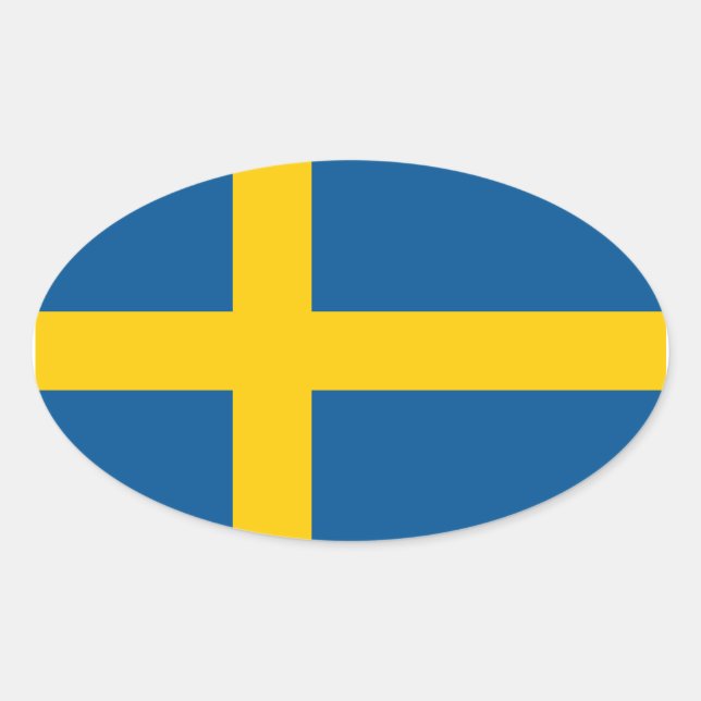 Sverigens Flagga Ovalt Klistermärke (Framsida)