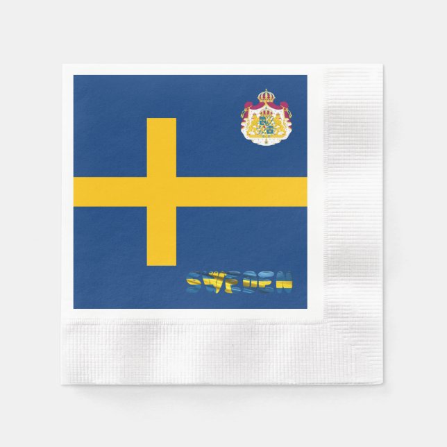 Sveriges flagga-jackande av arm pappersservett (Framsidan)