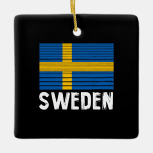 Sveriges flagga julgransprydnad keramik