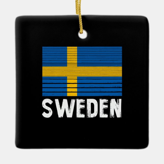 Sveriges flagga julgransprydnad keramik (Framsida)