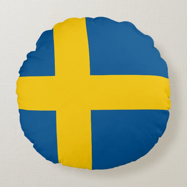 Sveriges flagga rund kudde (Framsidan)