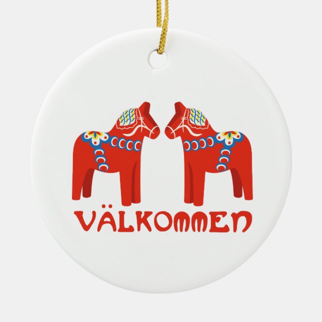 Sveriges Horse Valkommen Julgransprydnad Keramik (Framsidan)