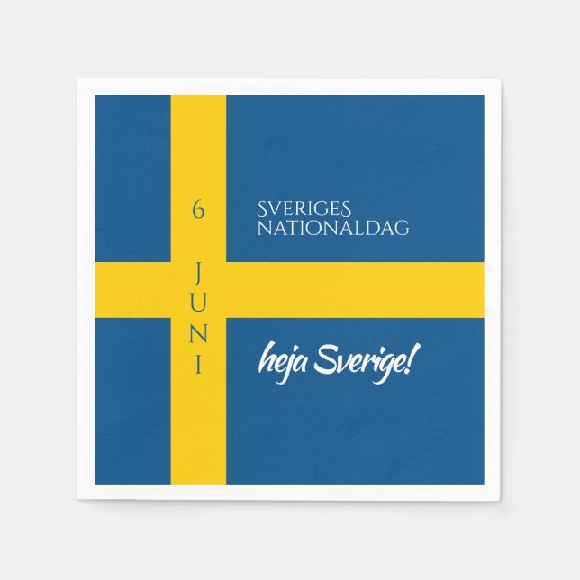 Sveriges nationaldag - Sveriges riksdag - Flagga Pappersservett (Framsidan)