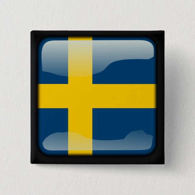 Sveriges polerade flagga knapp (Framsida)