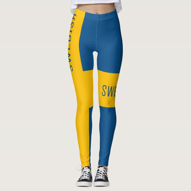 Sveriges riksdag Flagga Stil Leggings (Framsida)