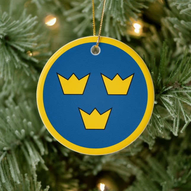Sveriges rosett julgransprydnad keramik (Träd)