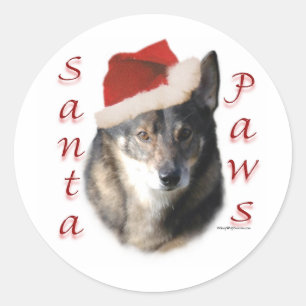 Sveriges Vallhund Santa Tassar - Sticker Runt Klistermärke