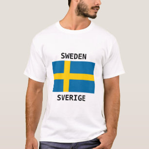 SverigeT-tröja med känd på engelskt och svenskt T Shirt