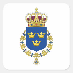 Sverigevapensköld Fyrkantigt Klistermärke