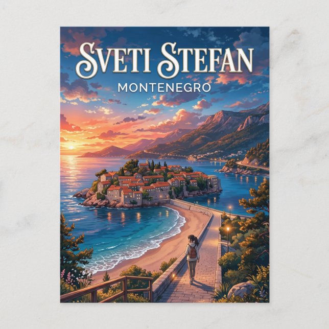 Sveti Stefan-ön Montenegro Vykort (Framsida)